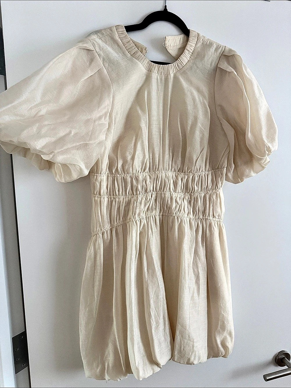 Jonathan Simkhai Mini Puff Sleeve Dress in Cream Size 8 Like New